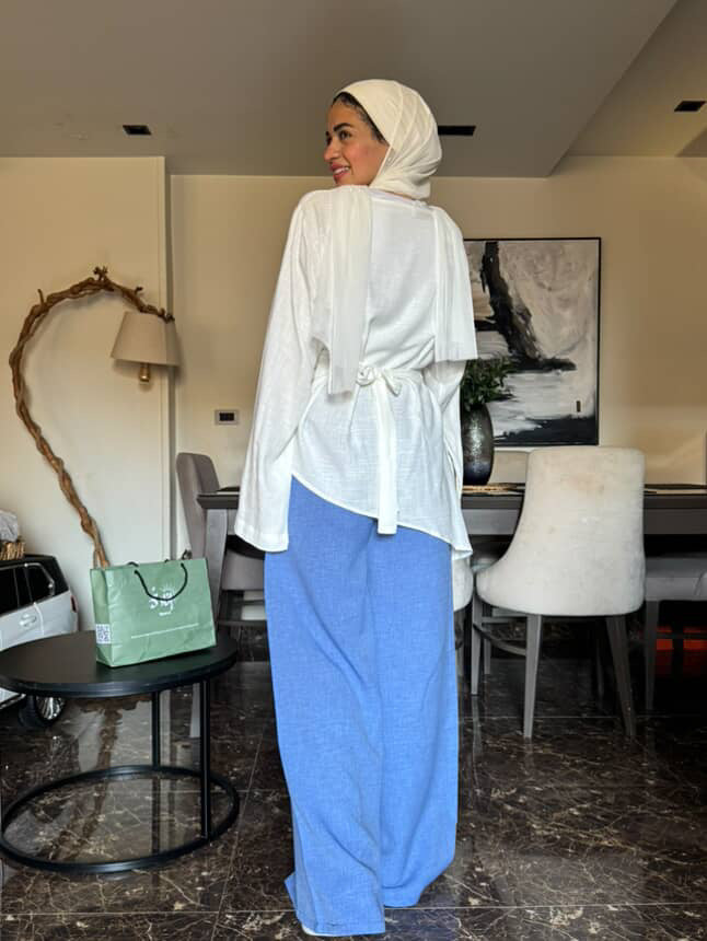 asymmetric white blouse
