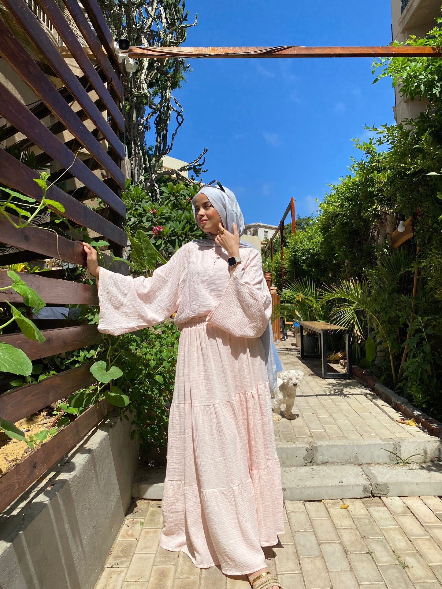 simon embroidered ruffles skirt set