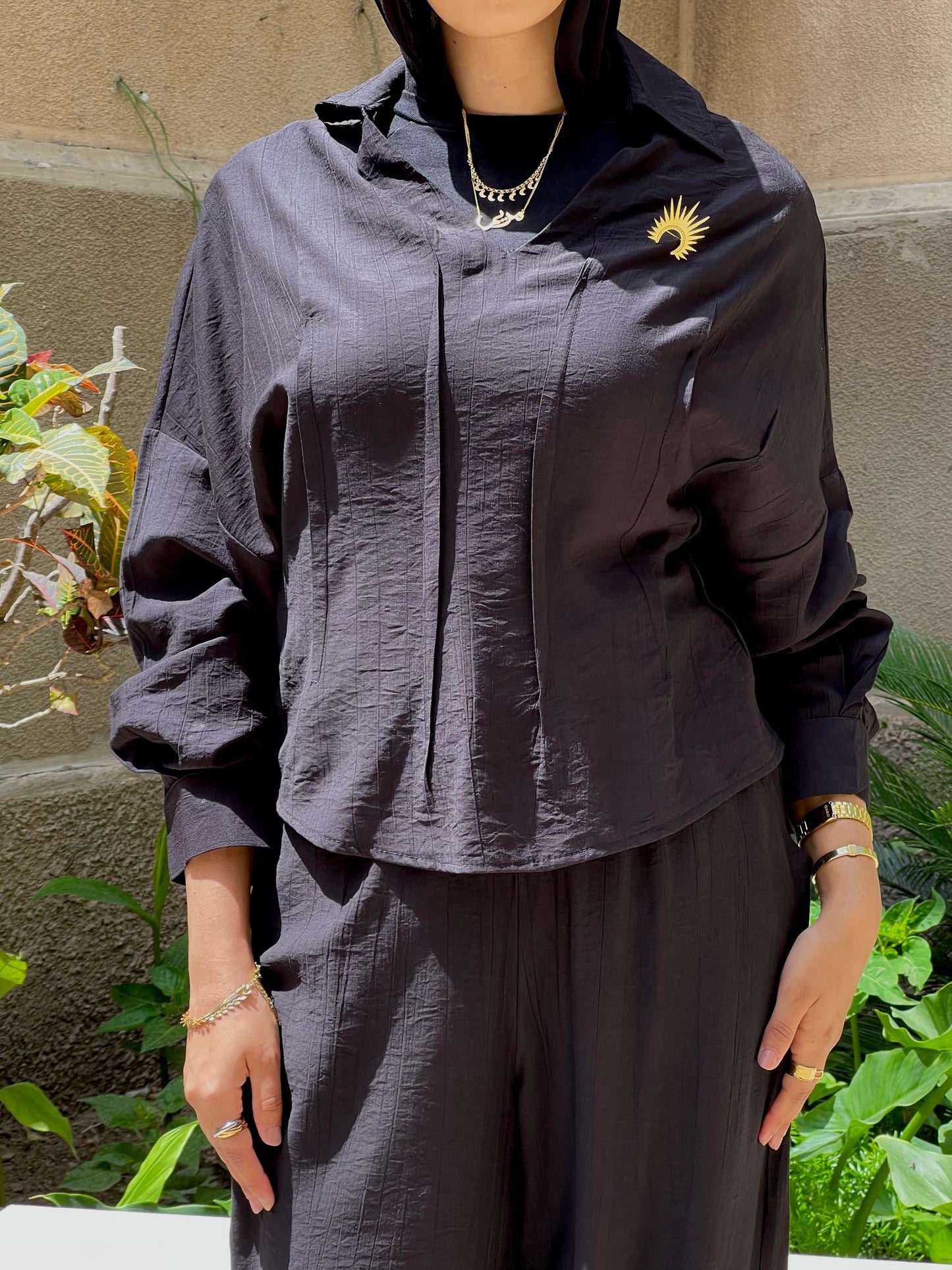 Cropped Blouse Set