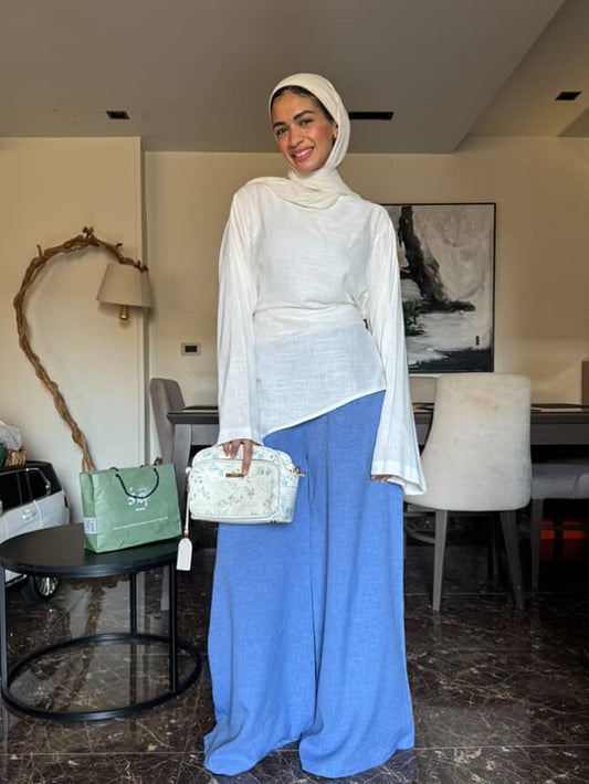 asymmetric white blouse